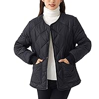 Womens Winter Coat Thicken Jackets Fashion Quilted Warm Parka Zip Up Long Bubble Coat with Pockets