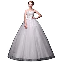 Women's Strapless Ball Gown Style Wedding Dress with Lace Up Back