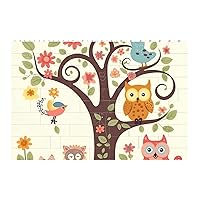 Cute Cartoon Owl Tree Flowers and Squirrel Print Building Brick Rectangle Building Block Personalized Brick Block Puzzles Novelty Brick Jigsaw for Men Women Birthday Valentine's Day Gifts