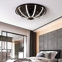 Bedroom Ceiling Fan Light Remote Control Dimmable Nordic Ceiling Fan with LED Lighting Modern Minimalist Line Ceiling Fan Light, Adjustable 3 Speed Wind Quiet Ceiling Fan(Color: Black)