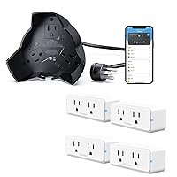 Smart WiFi Outdoor Plug, Weatherproof 15A Outdoor Smart Outlet Bundle with Govee Dual Smart Plug 4 Pack, 15A WiFi Bluetooth Outlet