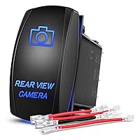 Nilight Rear View Camera Rocker Switch Led Light Bar Switch 5 Pin Laser On Off SPST switches 20A/12V 10A/24V Switch Blue with Jumper Wires Set for Cars Trucks Boats ATVs UTVs RVs, 2 Years Warranty