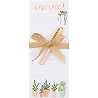 Eccolo Magnetic Notepad with Pen, “Plant Lady”, Family Planner Magnetic Grocery List Notepad for Fridge and Home, Lined Message Book for Kitchen, Shopping List Pad, 100 Pull-Off-Sheets (4x10 Inches)