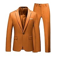Mens 2 Piece Slim Fit Suit Set One Button Solid Jacket Pants for Men Wedding Business Formal Suit