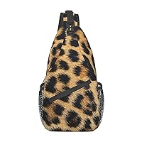 Rough Leopard Print Sling Backpack, Multipurpose Travel Hiking Daypack Rope Crossbody Shoulder Bag