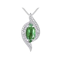 Rylos Designer Necklace: Marquise Gemstone & Diamond Pendant, 18