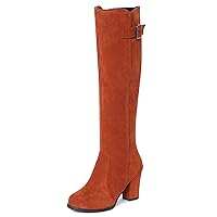 Elegant Round Toe Knee High Boots with Side Zipper for Women
