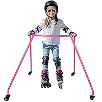 Skate Trainer - Roller Skater Aids to Learn Skating Independently, Skating Protective Gear for Boys and Girls to Avoid Falls & Injuries, with Thickened Steel Pipe and Universal Wheel, Bright Color
