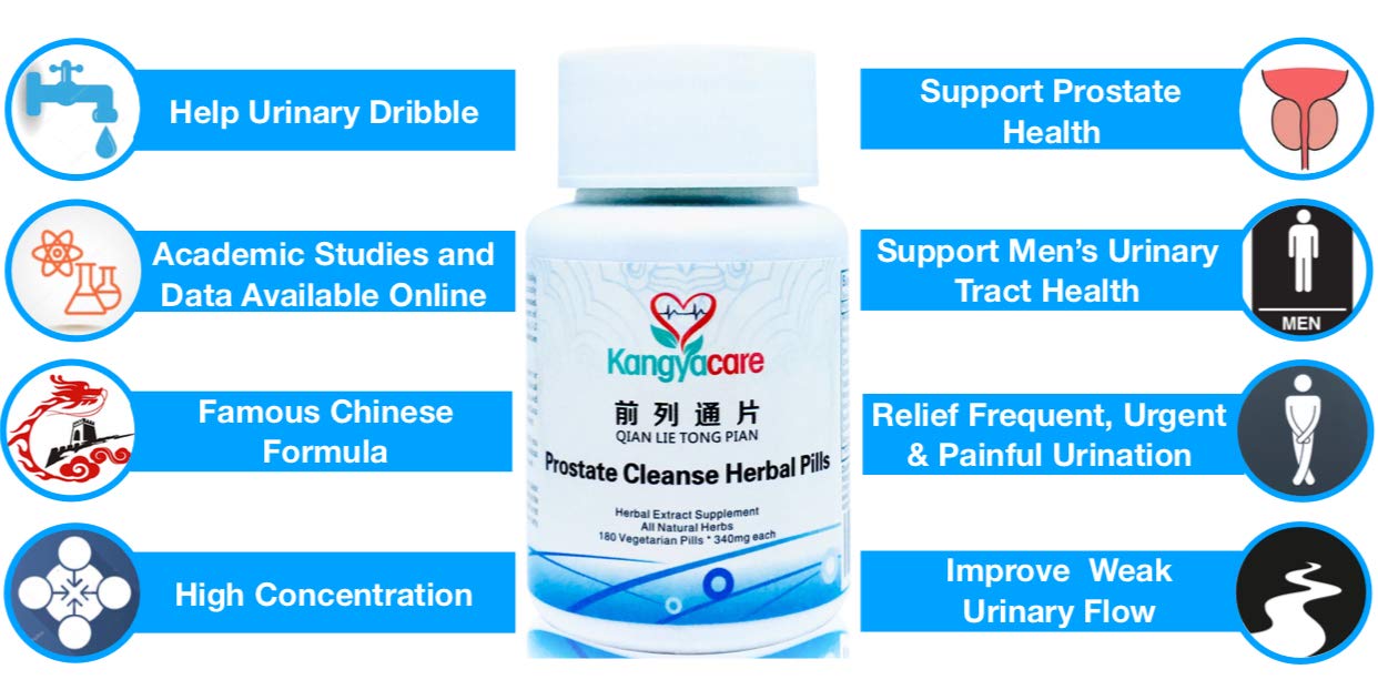 Kangyacare] Prostate Cleanse Herbal Pill (Qian Lie Tong Pian) - Reduce Prostate Discomfort & Inflammation - Help Frequent Urination -Improve Men’s Urinary Tract Health - 180 Ct/Bottle x 1 Bottle