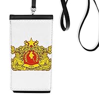 Naypyidaw Burma National Emblem Phone Wallet Purse Hanging Mobile Pouch Black Pocket