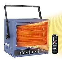 Electric Garage Heater, 5000-Watt Digital Fan-Forced Ceiling Mount Shop Heater with Full-Function Remote, 240-Volt Hardwired Heater with 12-Hour Timer, Ideal for Workshop