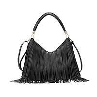 Fringe Shoulder Bag for Women Soft PU Leather Hobo Satchel Handbag Vintage Tassel Tote Bag