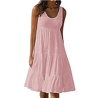 Sundresses for Women Casual Beach Cover Up Dress Summer Sleeveless Stripe Short Mini Tank Dress Loose Tshirt Dress Sun Dress