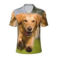 Golden Retriever Men's Casual Polo Shirts, Short Sleeve Golf Shirts Fashionable Quick Dry Men's Shirts