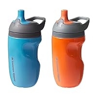 Insulated Sportee Bottle, 9oz, 12+ Months, Trainer Sippy Cup for Toddlers, Spill-Proof, Easy to Hold Handle, Orange & Blue, Pack of 2