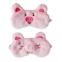 2 Pack Pink Pig Sleeping Eye Mask Blindfold Soft Light-Blocking Night Eye Covers, Silky Comfortable Elastic Band, for Travel, Nap Time, Night's Rest