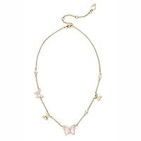 Kleinfeld Womens Bridal Special Occasion Butterfly Frontal Necklace, Pink/Gold, One Size
