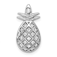 925 Sterling Silver Rhodium Plated CZ Cubic Zirconia Simulated Diamond Pineapple Chain Slide Pendant Necklace Measures 20.2x10.3mm Wide 4mm Thick Jewelry for Women