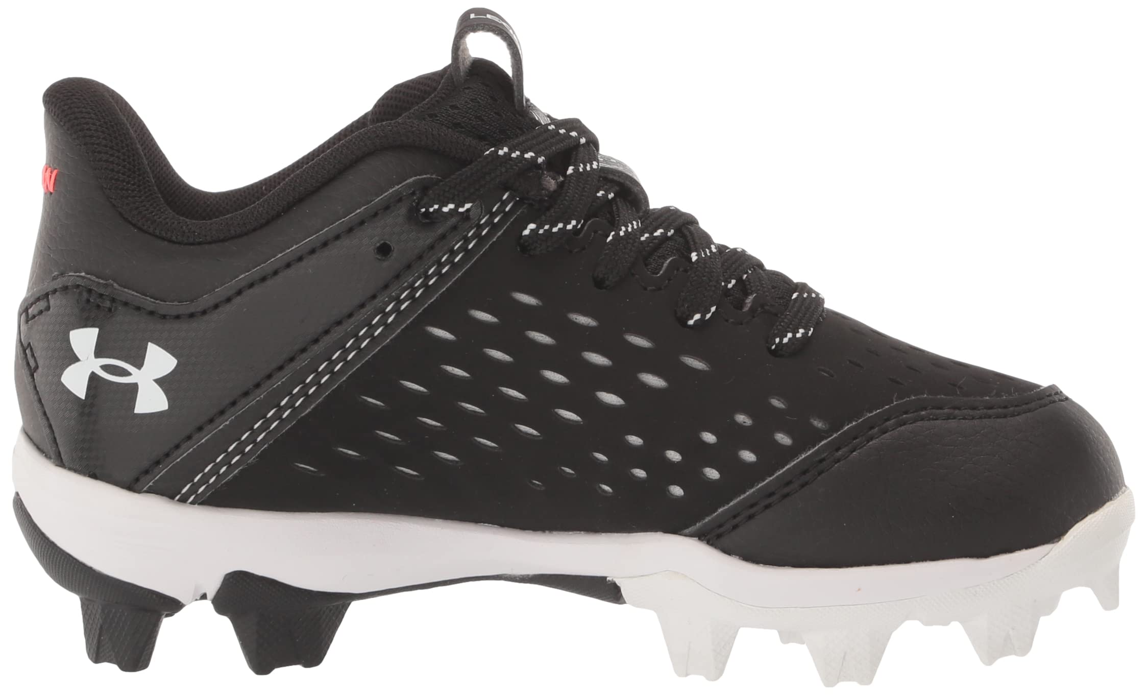 Under Armour Boys' Infant Leadoff Low Junior Rubber Molded Baseball Cleat, (001) Black/Black/White, 8K