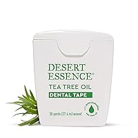 Desert Essence Tea Tree Oil Dental Tape - 30 Yards - Pack of 6 - Naturally Waxed w/Beeswax - Thick Flossing No Shred Tape - On The Go - Removes Food Debris Buildup - Cruelty-Free Antiseptic