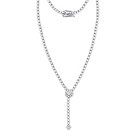 Tennis Necklace- Round Cut 3.50 Carat Diamond Tennis Necklace (Natural Diamond, Moissanite & IGI Certified Lab Grown Diamond Available with 14K Solid Gold & 925 Sterling Silver in Necklace), Size 18Inches