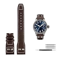 Genuine Leather Rivets Watchband For IWC Big Pilot Spitfire Cowhide Folding Buckle Watch Men Strap 21mm 22mm