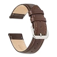 OLEVS Waterproof Leather Watch Band Replacement Strap Stainless Steel Buckle Bracelet for Men Women - 20mm