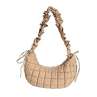 Women's Quilted Puffer Tote Bag, Soft Bubble Cloud Dumpling Handbags, Lightweight Padding Hobo Shoulder Purse