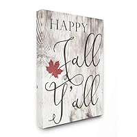 Stupell Industries Happy Fall Y'all Typography Sign Canvas Wall Art, 24 x 30, Design by Artist Daphne Polselli