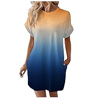 Short Summer Dresses for Women 2024 with Sleeves,Women Soft T Shirt Dress Short Sleeve Casual Summer Tunic Dres