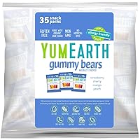 YumEarth Organic Gummy Bears - Fruity Gummy Candy Snack Packs, Gluten Free Snacks for Kids - Allergy Friendly, Non-GMO, No Artificial Flavors or Dyes - Assorted Flavors, 0.7 oz. (Pack of 35)
