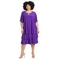 Catherines Women's Plus Size Embellished Keyhole Midi-Tier Dress - 4X, Purple