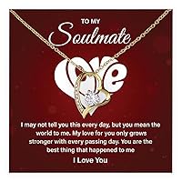 To My Soulmate Necklace For Women, Romantic Jewelry For Her, Show Your Love With Forever Necklace, Soulmate Jewelry Present For Birthday Surprise With Incredible Message Card And Amazing Box