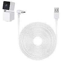 30FT Power Cable Compatible with WYZE Cam Pan V3, 90 Degree L-Shaped Flat Micro USB Extension Cable for WYZE Cam Pan V3 (White)