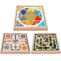 Family Board Game & Chinese Checkers and Adventure Chess 3 in 1Board Flying Chess Family Game Set for Adults and Childclassic Strategy Game Set