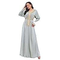 Turkish Abaya Woman Dubai Full Sleeve V-Neck Belted Clothing Elegant Muslim Female Long Dresses