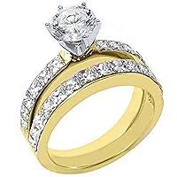18k Yellow Gold Princess Diamond Engagement Ring Semi Mount Set 1.89 Carats