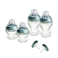 Tommee Tippee Natural Start Silicone Baby Bottle & Pacifier Set, 5oz and 9oz, 0+ Months, Slow-Flow Nipple for a Natural Latch, Breast-Like Pacifiers, Self-Sterilizing