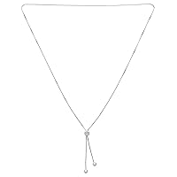 Minimalist Simple Geometric Round Ball Linear Lariat Tassel Y Slide Necklace Sweater Choker For Women Teen .925 Sterling Silver Adjustable