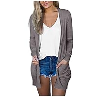 Women's Open Front Lightweight Knit Kimono Cardigans Solid Color/Tie Dye/Floral/Plaid Printed Boho Boyfriend Casual Long Sleeve Sweater Outwear Coat with Pockets(A Gray 5XL)