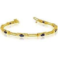 10k Yellow Gold Natural Sapphire And Diamond Tennis Bracelet