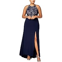Morgan & Co Womens Lace Gown Dress, Blue, 20W