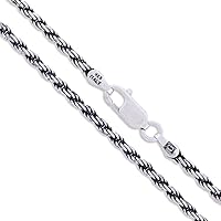 Sterling Silver Diamond-Cut Oxidized Rope Chain Solid 925 Italy Necklace