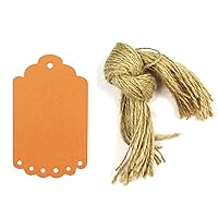 Wrapables 50 Gift Tags/Kraft Hang Tags with Free Cut Strings for Gifts, Crafts & Price Tags, Small Scalloped Edge (Orange)