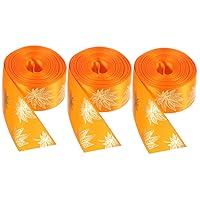 BESTOYARD 3 Rolls Thanksgiving Ribbon DIY Hair Bow Accessory Wreath Making Supply Gift Wrapping Ribbon Chiffon Ribbon with Edge Bouquet Packaging Belt Hair deyer Polyester Leaves Daily use