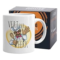 Swedish Chef Mug 11 oz, Vert Der Ferk Funny Cup Gift Idea for Chefs Sous Chef Culinary Food Cook Meals Gourmet Kitchen Cooking Dishes, White