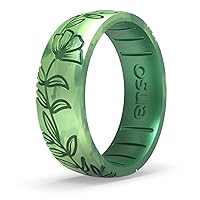 Enso Rings Etched Floral Silicone Rings - Comfortable and Flexible Design - Spring Collection