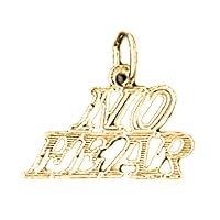18K Yellow Gold No Fear Saying Pendant, Made in USA