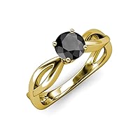 Black Diamond Infinity Solitaire Engagement Ring 1.00 ct 14K Yellow Gold