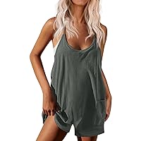 Jean Shorts For Women Casual Summer Women's Sleeveless Jumpsuit Loose Spaghetti Straps Pocket With Pockets, S XXL